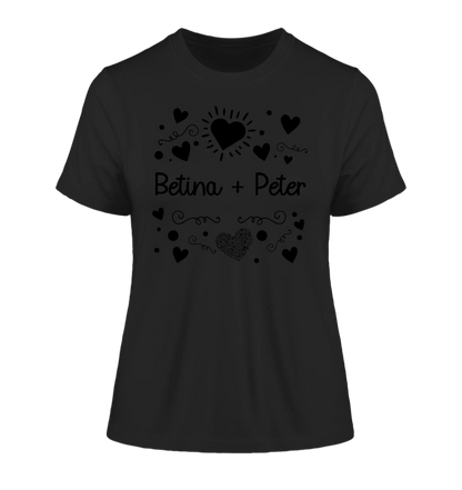 Love Design 1-3 mit Wunschnamen (personalisierbare Motive) - Damen T-Shirt (Fitted) • Bio / Black / 2XL