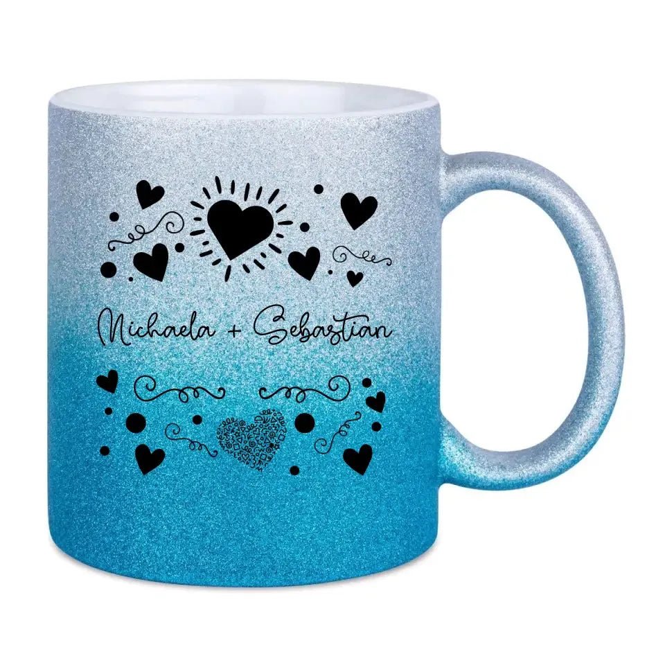 LOVE DESIGN 1 - Glitzertasse mit Farbverlauf