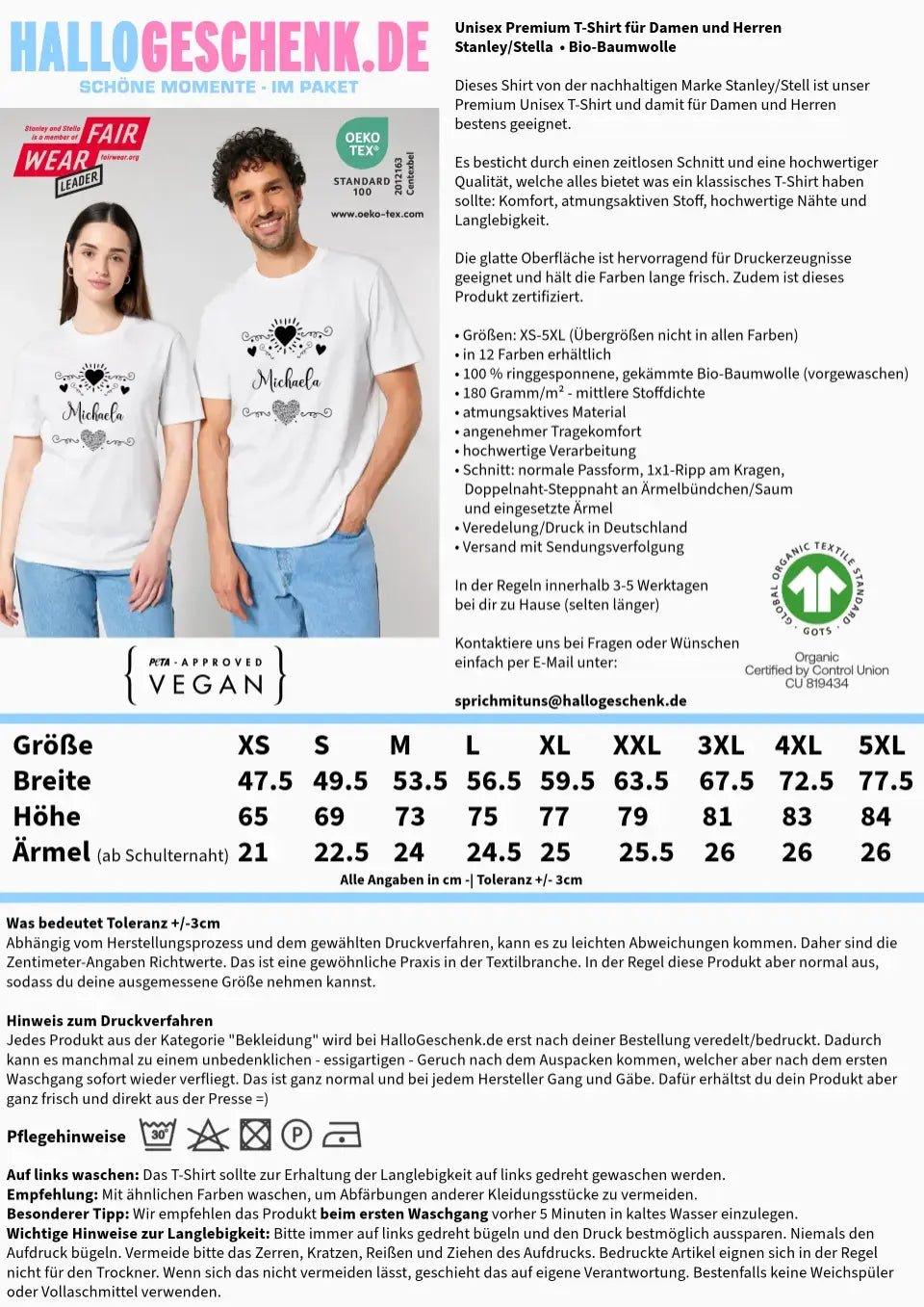 LOVE DESIGN 2 (personaliserbar) - Unisex Premium T - Shirt XS - 5XL aus Bio - Baumwolle für Damen & Herren - HalloGeschenk.de #geschenkideen# #personalisiert# #geschenk#