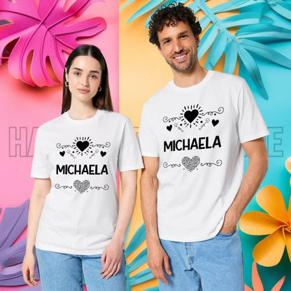 LOVE DESIGN 2 personaliserbar - Unisex Premium T-Shirt XS-5XL aus Bio-Baumwolle für Damen & Herren