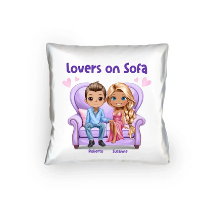 LOVERS ON SOFA (diverse Paare) • mit Wunschtext • Kissen 40x40 cm • personalisiert