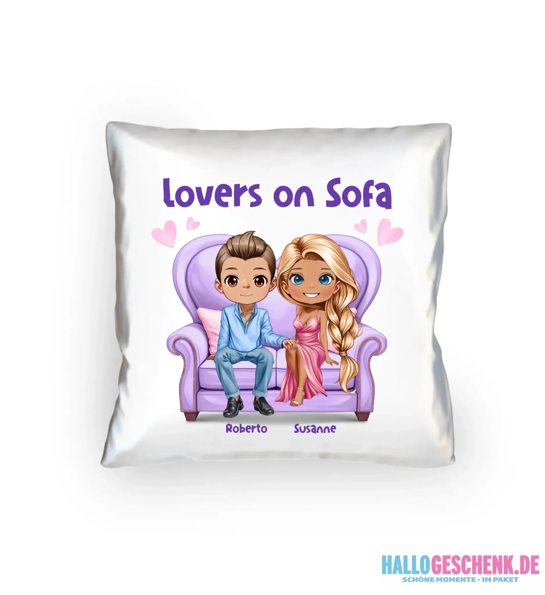 LOVERS ON SOFA (diverse Paare) • mit Wunschtext • Kissen 40x40 cm • personalisiert - Kissen 40x40 cm / White
