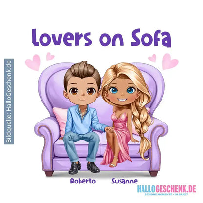 LOVERS ON SOFA (diverse Paare) • mit Wunschtext • STICKER 20x20cm (Aufkleber) • personalisierbar - ausgestanzter