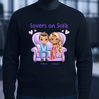 LOVERS ON SOFA diverse Paare • mit Wunschtext • Unisex Sweatshirt für Damen und Herren • Bio • personalisiert