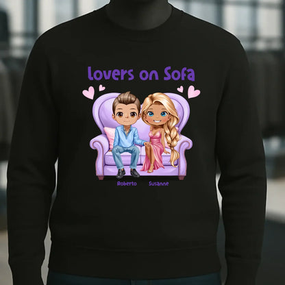 LOVERS ON SOFA diverse Paare • mit Wunschtext • Unisex Sweatshirt für Damen und Herren • Bio • personalisiert