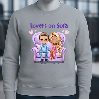 LOVERS ON SOFA diverse Paare • mit Wunschtext • Unisex Sweatshirt für Damen und Herren • Bio • personalisiert