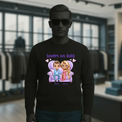 LOVERS ON SOFA diverse Paare • mit Wunschtext • Unisex Sweatshirt für Damen und Herren • Bio • personalisiert