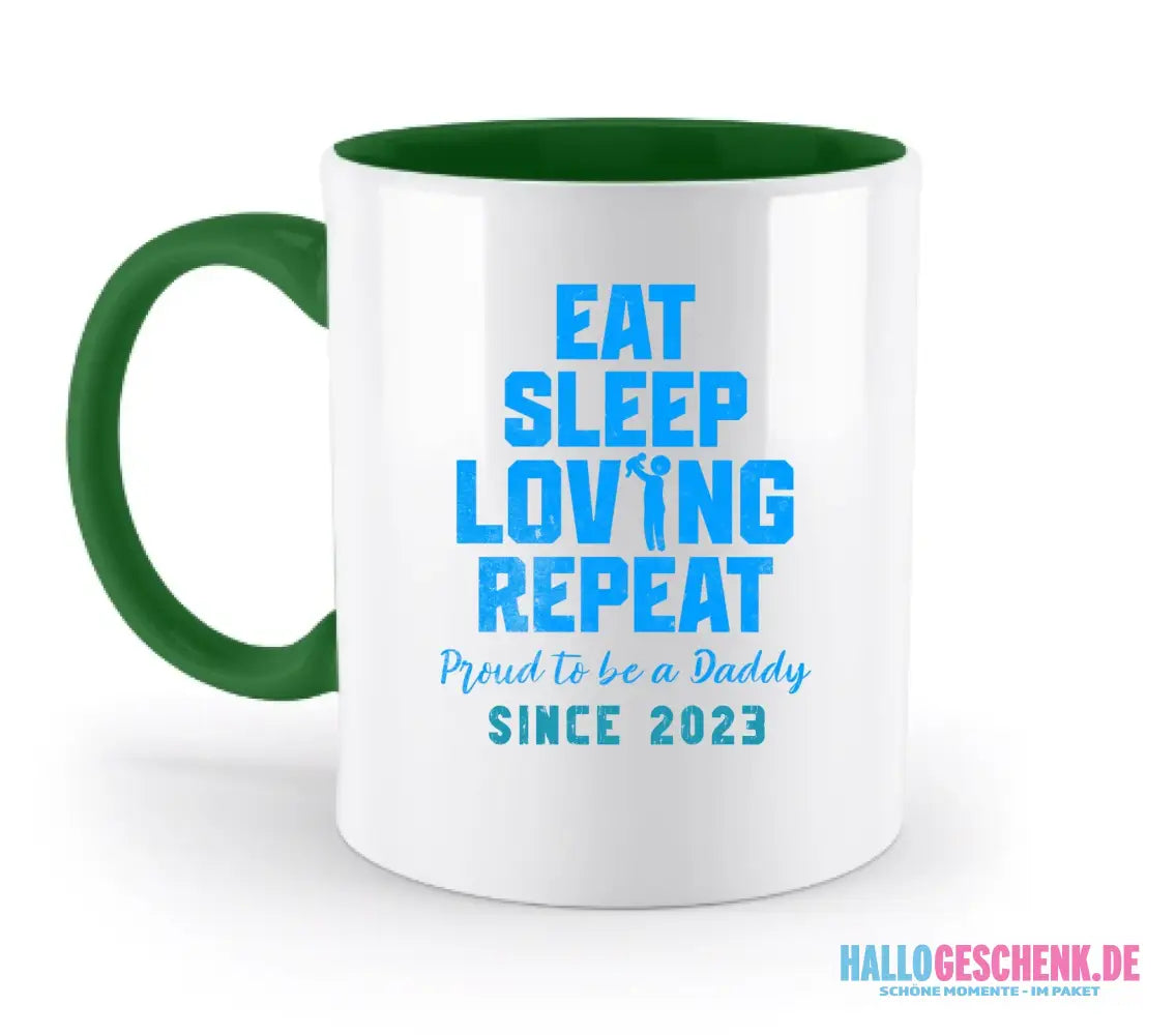 Loving Dad • Farbwahl + Wunschtext • zweifarbige Tasse • Exklusivdesign • personalisiert - zweifarbige Tasse