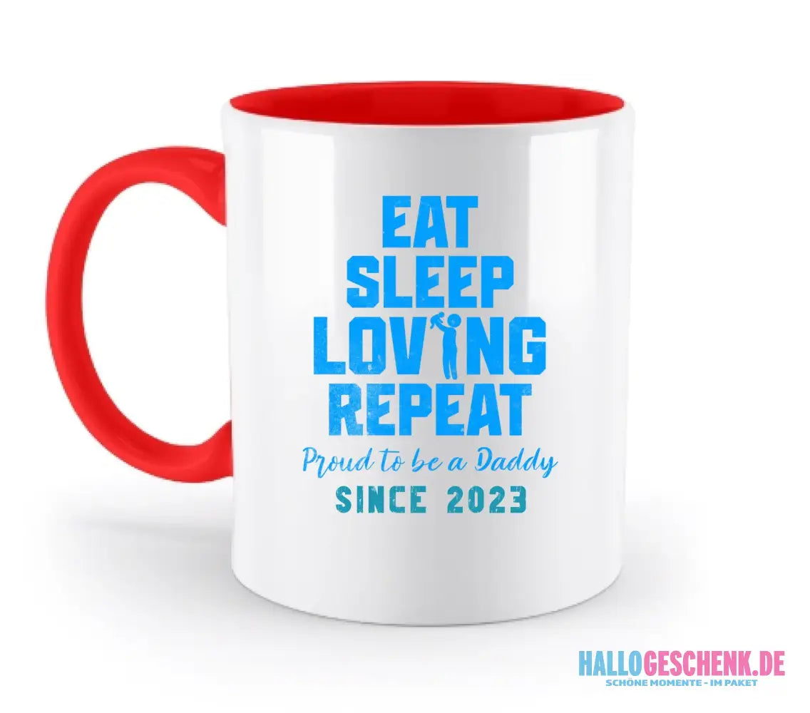 Loving Dad • Farbwahl + Wunschtext • zweifarbige Tasse • Exklusivdesign • personalisiert - zweifarbige Tasse