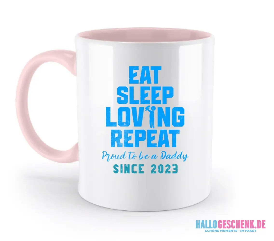 Loving Dad • Farbwahl + Wunschtext • zweifarbige Tasse • Exklusivdesign • personalisiert - zweifarbige Tasse