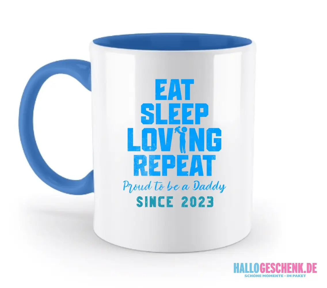 Loving Dad • Farbwahl + Wunschtext • zweifarbige Tasse • Exklusivdesign • personalisiert - zweifarbige Tasse
