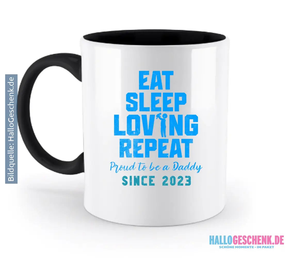 Loving Dad • Farbwahl + Wunschtext • zweifarbige Tasse • Exklusivdesign • personalisiert - zweifarbige Tasse