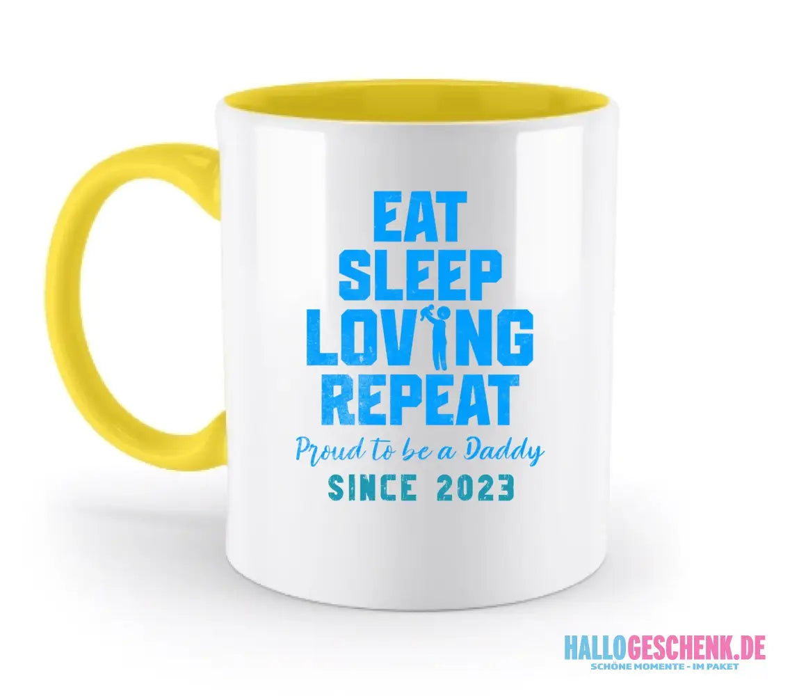 Loving Dad • Farbwahl + Wunschtext • zweifarbige Tasse • Exklusivdesign • personalisiert - zweifarbige Tasse