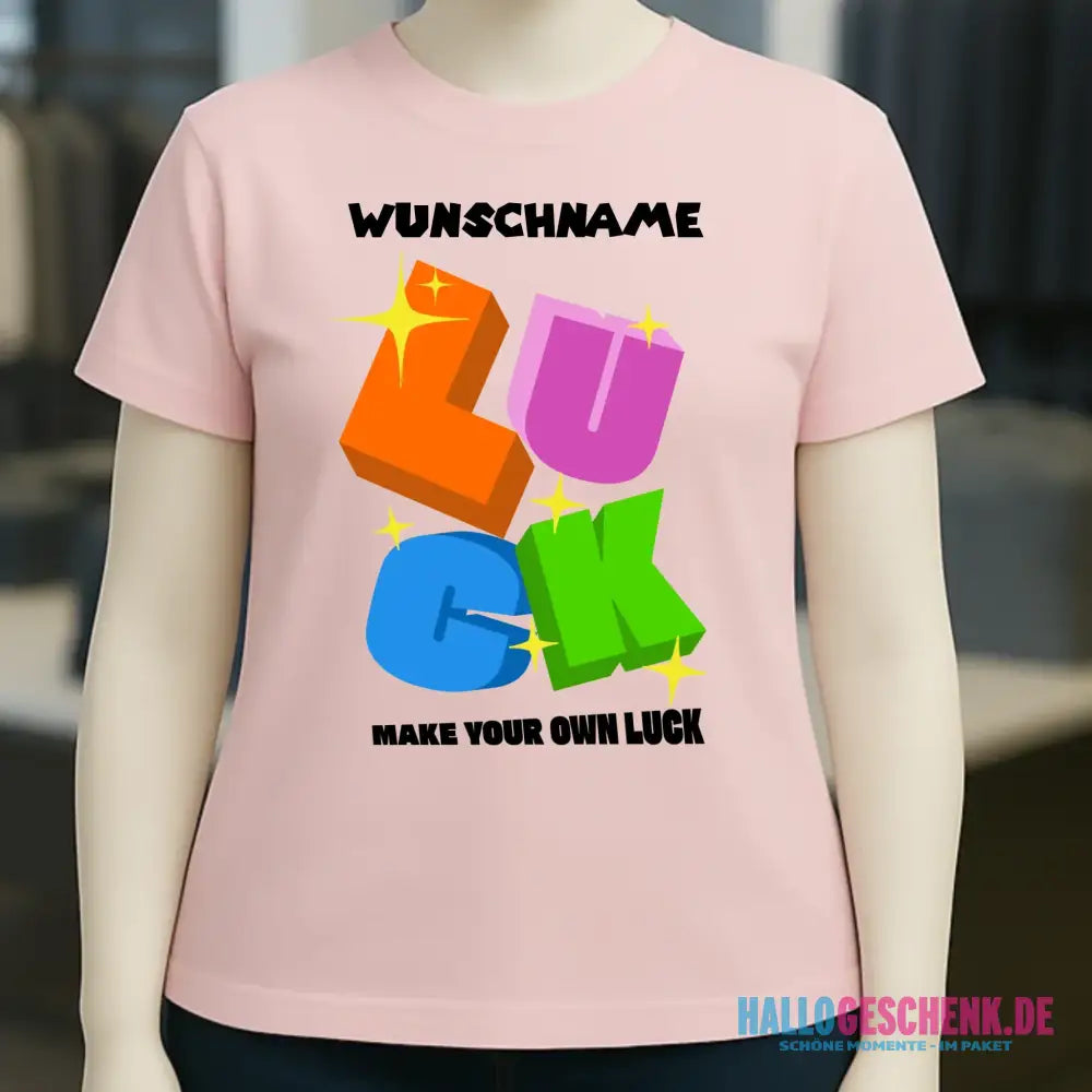 Luck + dein Name • Ladies Premium T-Shirt XS-2XL aus Bio-Baumwolle für Damen • Exklusivdesign • personalisiert