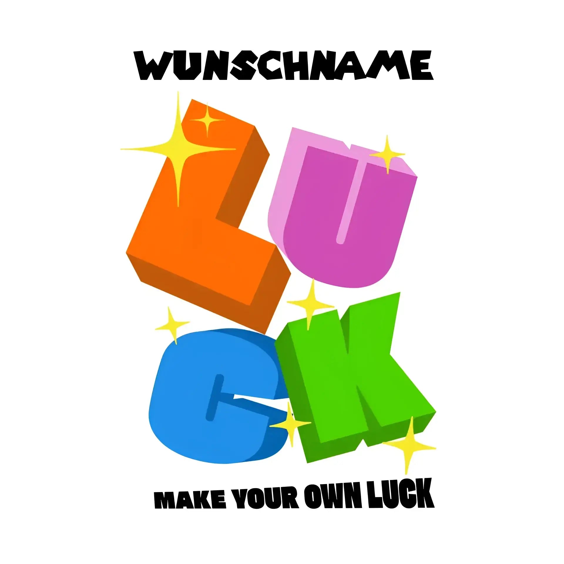 Luck + dein Name • personalisierter Text • STICKER 20x20 cm (Aufkleber) • personalisiert - ausgestanzter Sticker 20x20