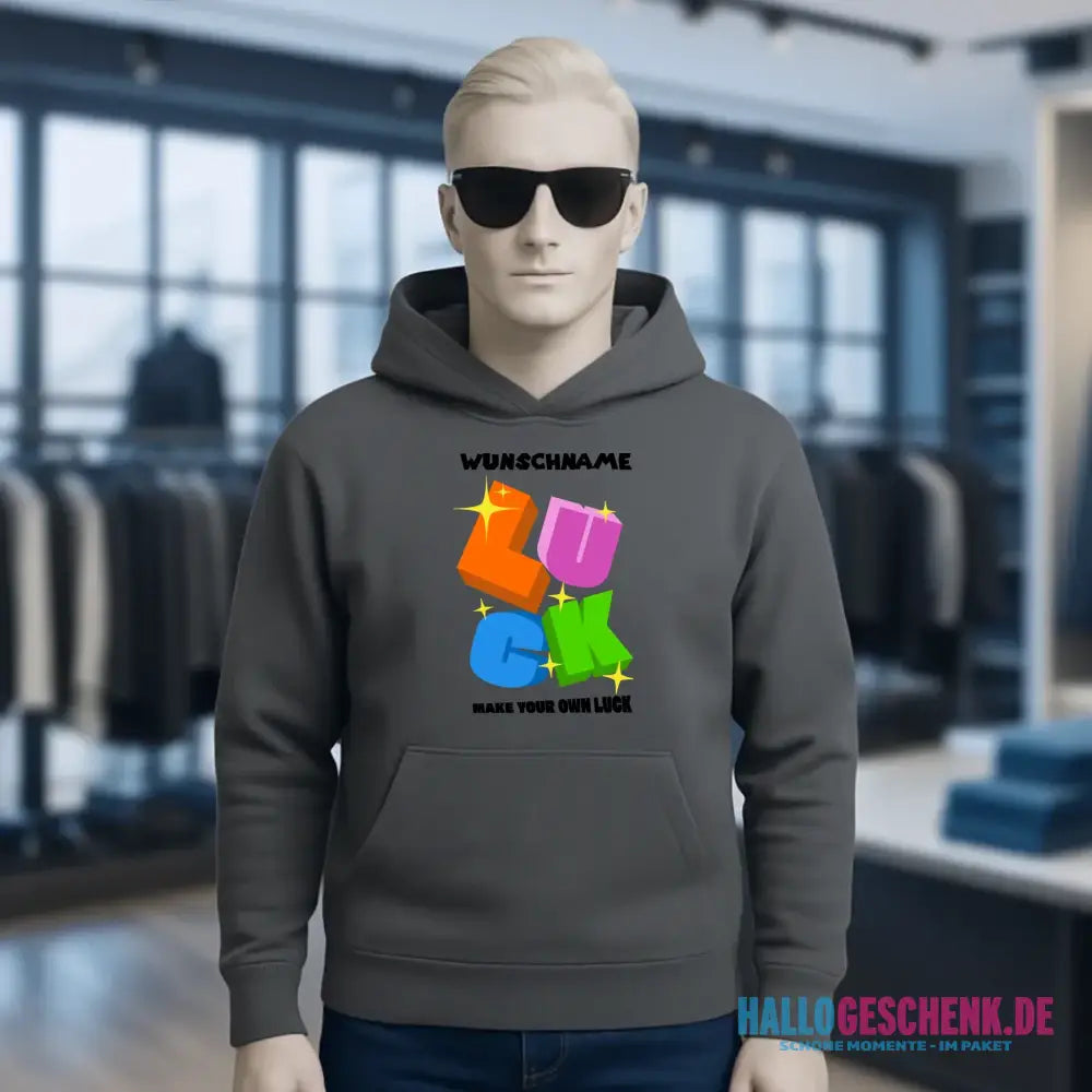 Luck + dein Name • Unisex Premium Hoodie XS-5XL aus Bio-Baumwolle für Damen & Herren • Exklusivdesign • personalisiert
