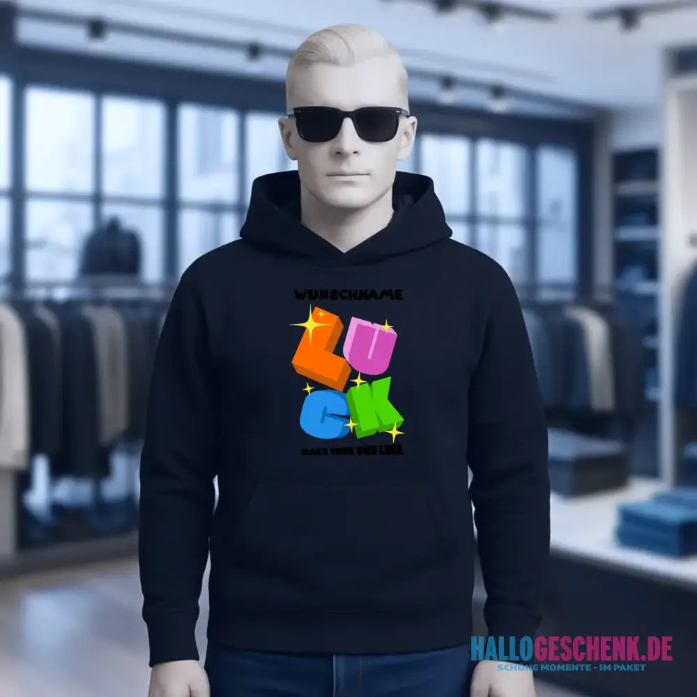 Luck + dein Name • Unisex Premium Hoodie XS-5XL aus Bio-Baumwolle für Damen & Herren • Exklusivdesign • personalisiert