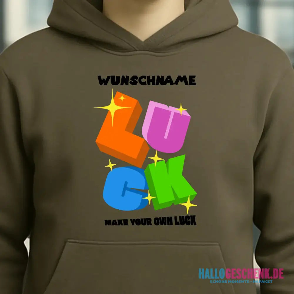 Luck + dein Name • Unisex Premium Hoodie XS-5XL aus Bio-Baumwolle für Damen & Herren • Exklusivdesign • personalisiert