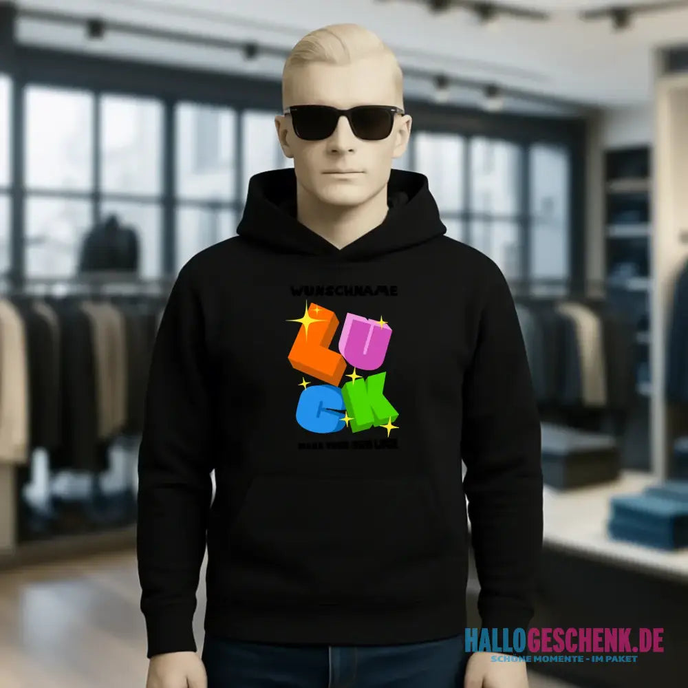 Luck + dein Name • Unisex Premium Hoodie XS-5XL aus Bio-Baumwolle für Damen & Herren • Exklusivdesign • personalisiert