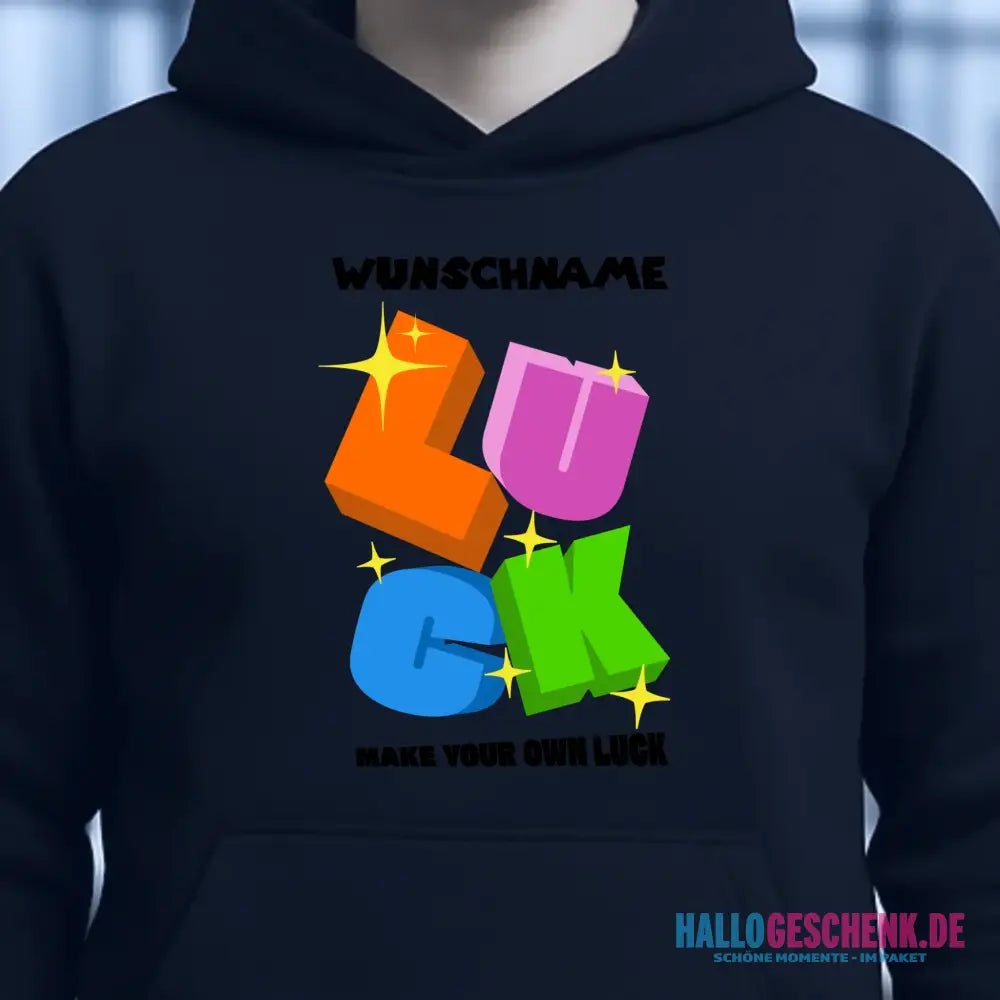 Luck + dein Name • Unisex Premium Hoodie XS-5XL aus Bio-Baumwolle für Damen & Herren • Exklusivdesign • personalisiert