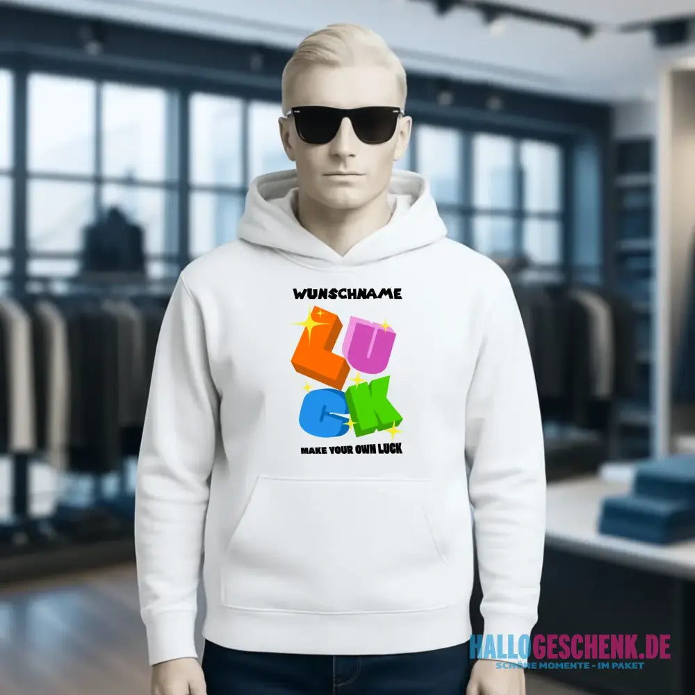 Luck + dein Name • Unisex Premium Hoodie XS-5XL aus Bio-Baumwolle für Damen & Herren • Exklusivdesign • personalisiert