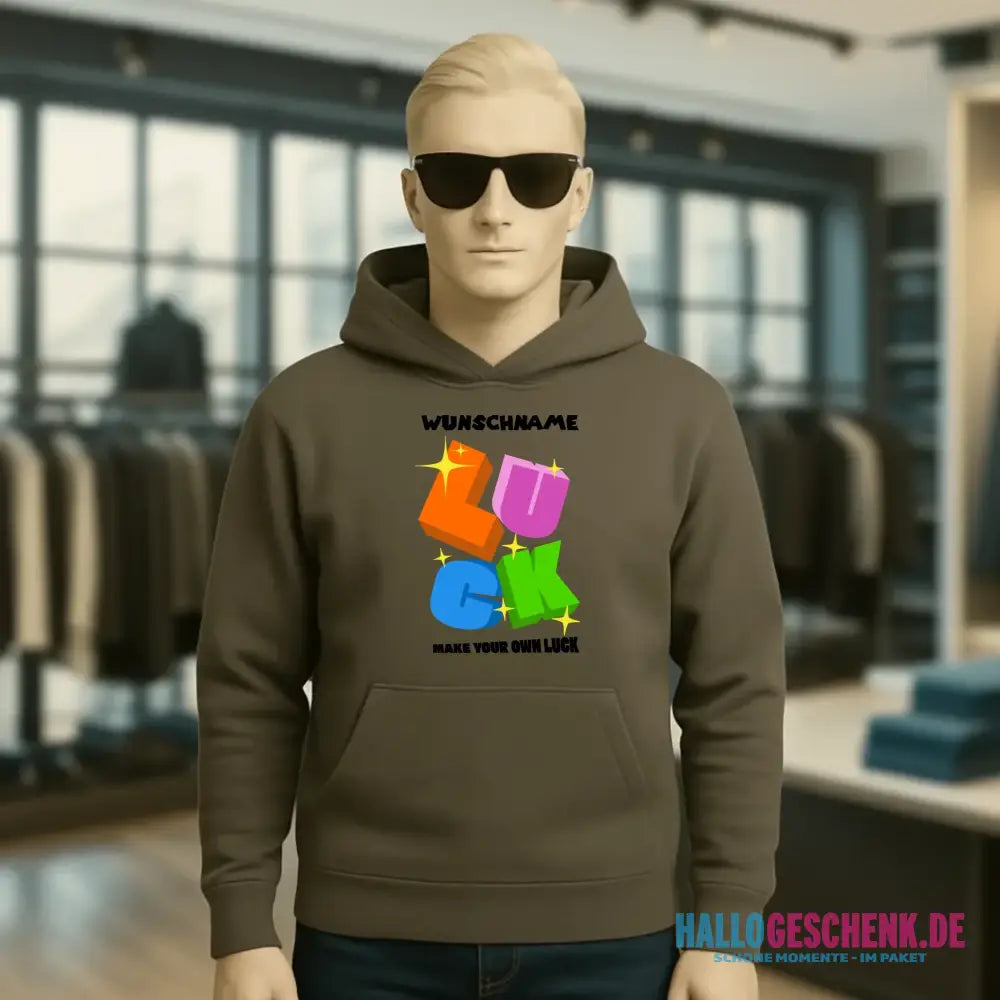 Luck + dein Name • Unisex Premium Hoodie XS-5XL aus Bio-Baumwolle für Damen & Herren • Exklusivdesign • personalisiert