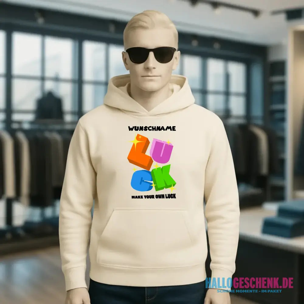 Luck + dein Name • Unisex Premium Hoodie XS-5XL aus Bio-Baumwolle für Damen & Herren • Exklusivdesign • personalisiert