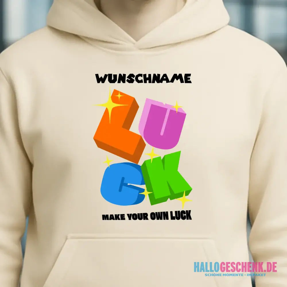 Luck + dein Name • Unisex Premium Hoodie XS-5XL aus Bio-Baumwolle für Damen & Herren • Exklusivdesign • personalisiert