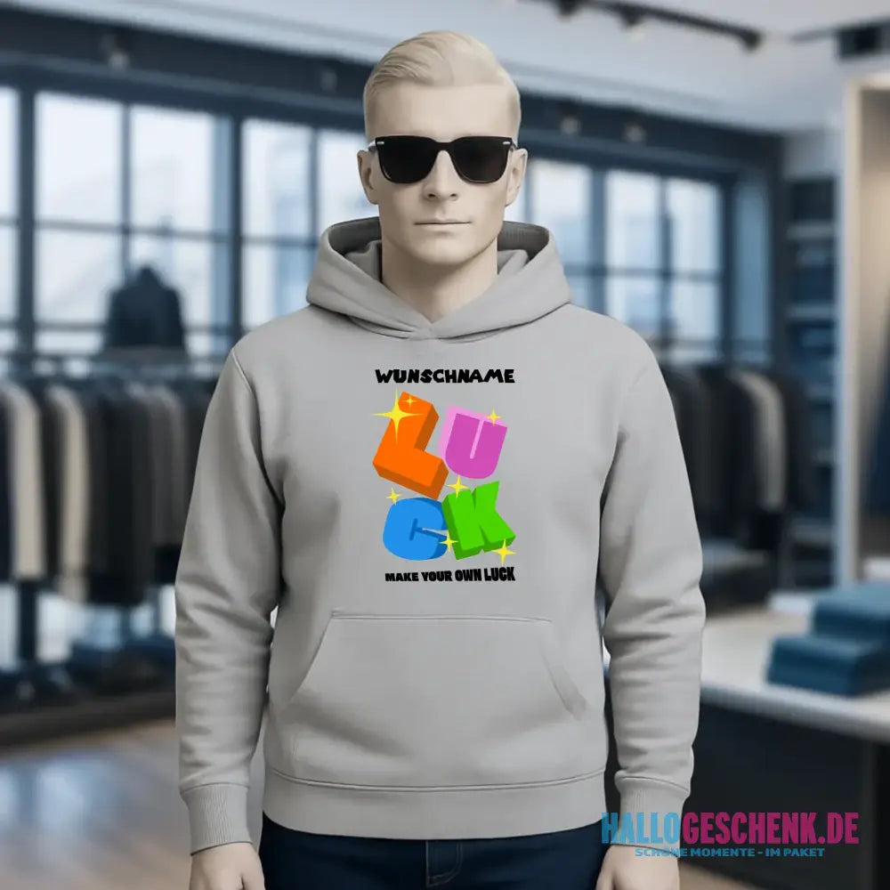 Luck + dein Name • Unisex Premium Hoodie XS-5XL aus Bio-Baumwolle für Damen & Herren • Exklusivdesign • personalisiert