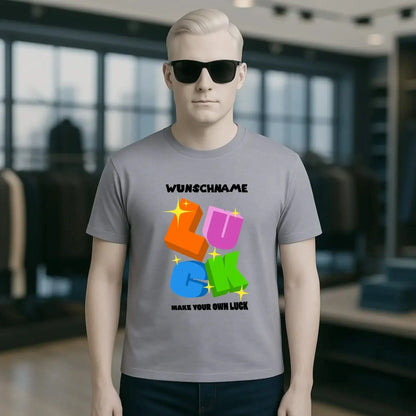 Luck + dein Name • Unisex Premium T-Shirt XS-5XL aus Bio-Baumwolle für Damen & Herren • Exklusivdesign • personalisiert