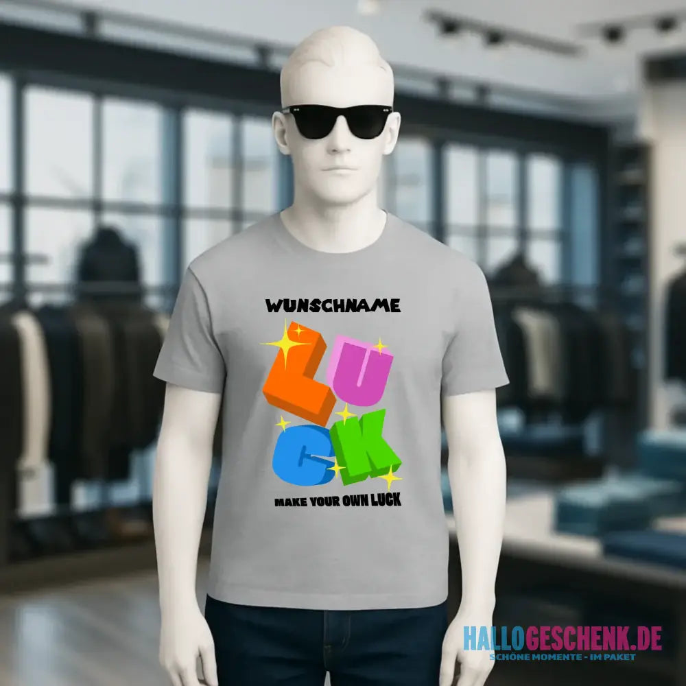Luck + dein Name • Unisex Premium T-Shirt XS-5XL aus Bio-Baumwolle für Damen & Herren • Exklusivdesign • personalisiert