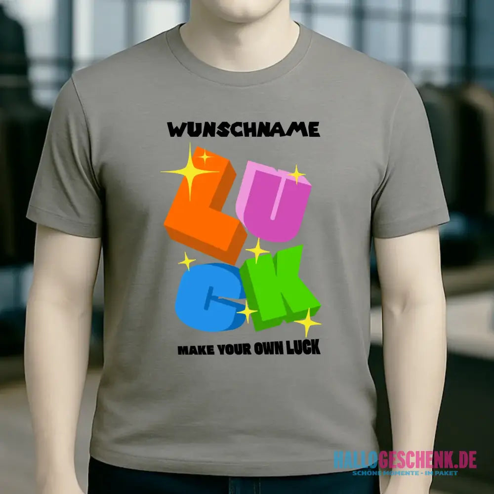 Luck + dein Name • Unisex Premium T-Shirt XS-5XL aus Bio-Baumwolle für Damen & Herren • Exklusivdesign • personalisiert