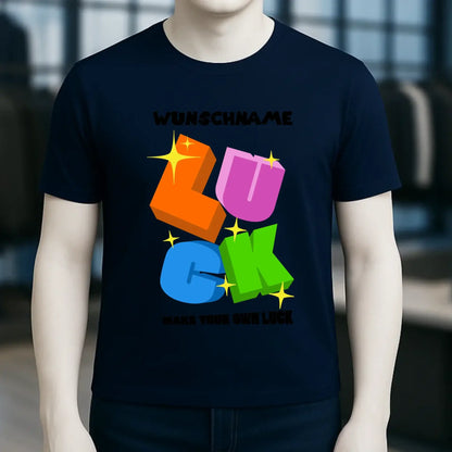 Luck + dein Name • Unisex Premium T-Shirt XS-5XL aus Bio-Baumwolle für Damen & Herren • Exklusivdesign • personalisiert