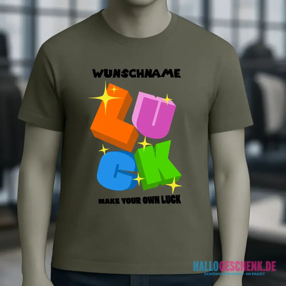 Luck + dein Name • Unisex Premium T-Shirt XS-5XL aus Bio-Baumwolle für Damen & Herren • Exklusivdesign • personalisiert