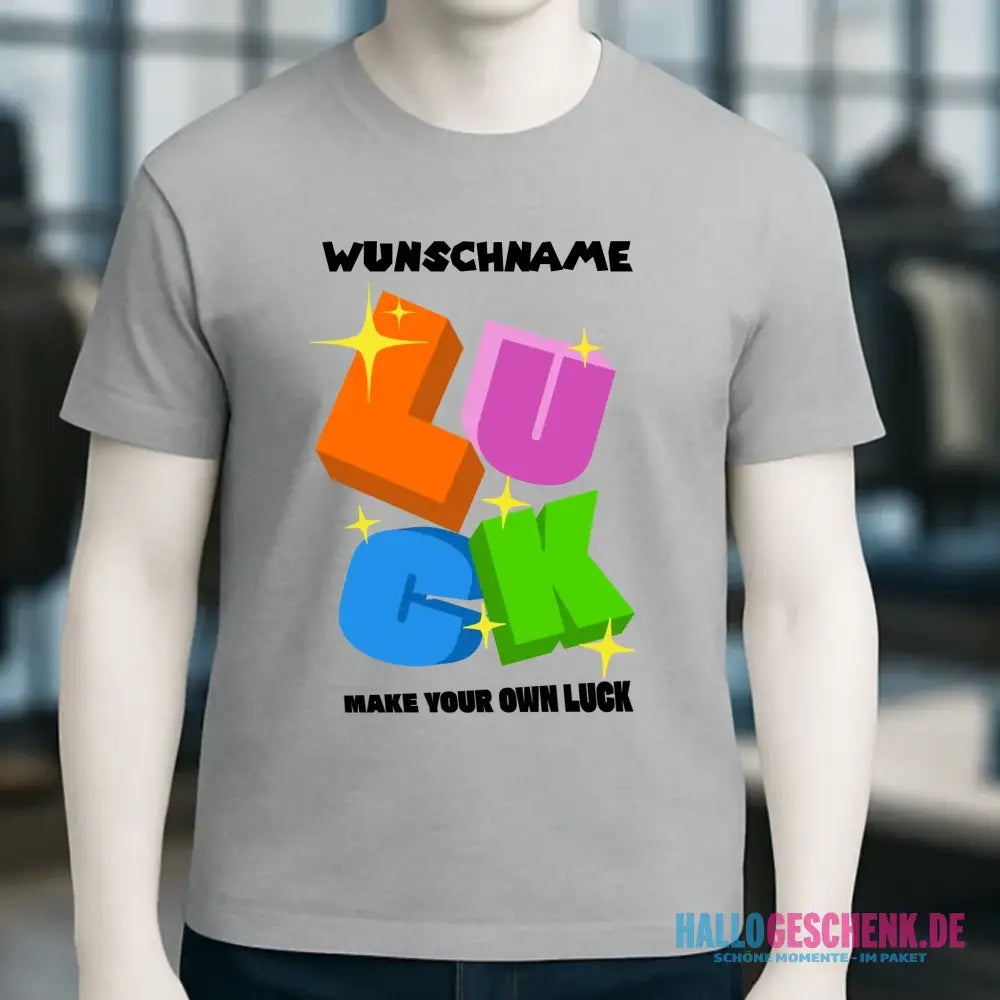 Luck + dein Name • Unisex Premium T-Shirt XS-5XL aus Bio-Baumwolle für Damen & Herren • Exklusivdesign • personalisiert