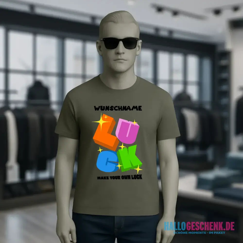 Luck + dein Name • Unisex Premium T-Shirt XS-5XL aus Bio-Baumwolle für Damen & Herren • Exklusivdesign • personalisiert