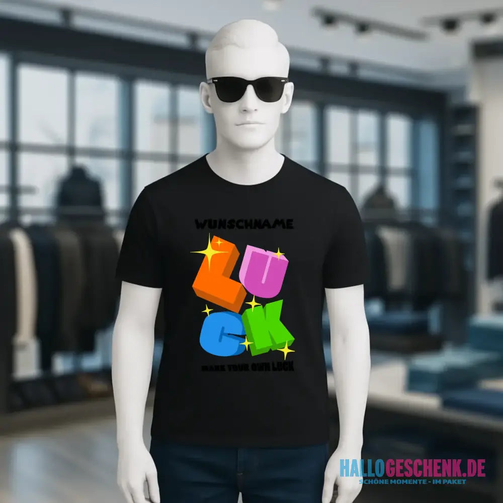 Luck + dein Name • Unisex Premium T-Shirt XS-5XL aus Bio-Baumwolle für Damen & Herren • Exklusivdesign • personalisiert