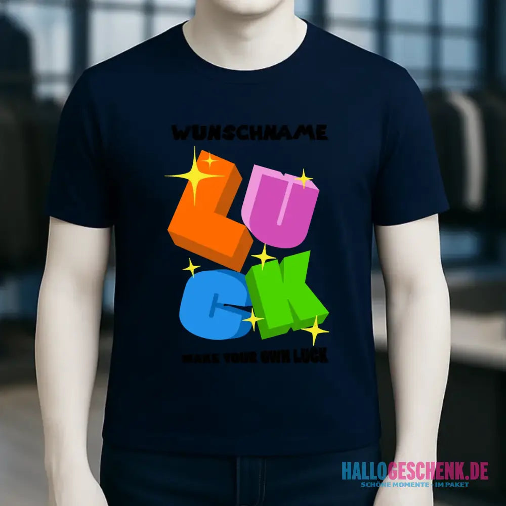 Luck + dein Name • Unisex Premium T-Shirt XS-5XL aus Bio-Baumwolle für Damen & Herren • Exklusivdesign • personalisiert