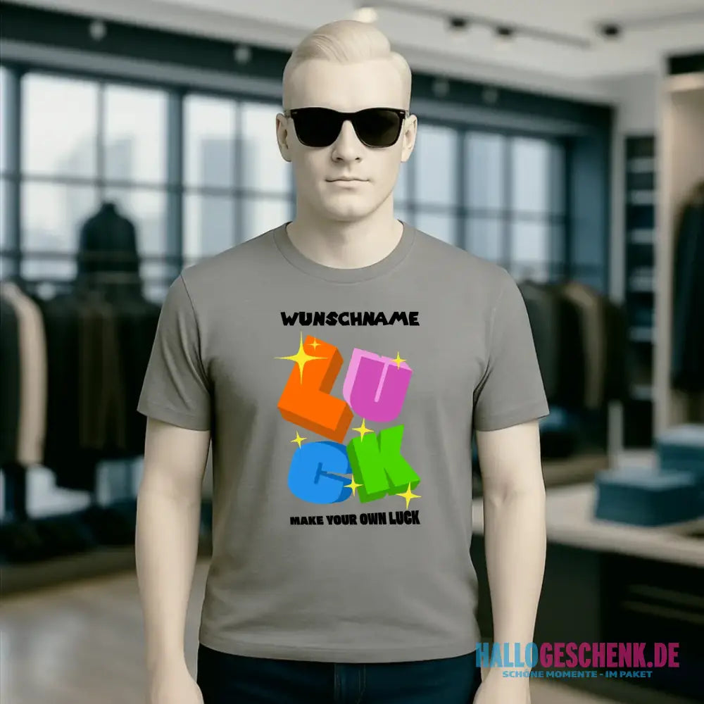 Luck + dein Name • Unisex Premium T-Shirt XS-5XL aus Bio-Baumwolle für Damen & Herren • Exklusivdesign • personalisiert