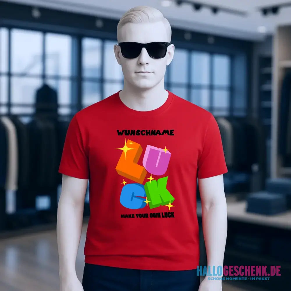 Luck + dein Name • Unisex Premium T-Shirt XS-5XL aus Bio-Baumwolle für Damen & Herren • Exklusivdesign • personalisiert