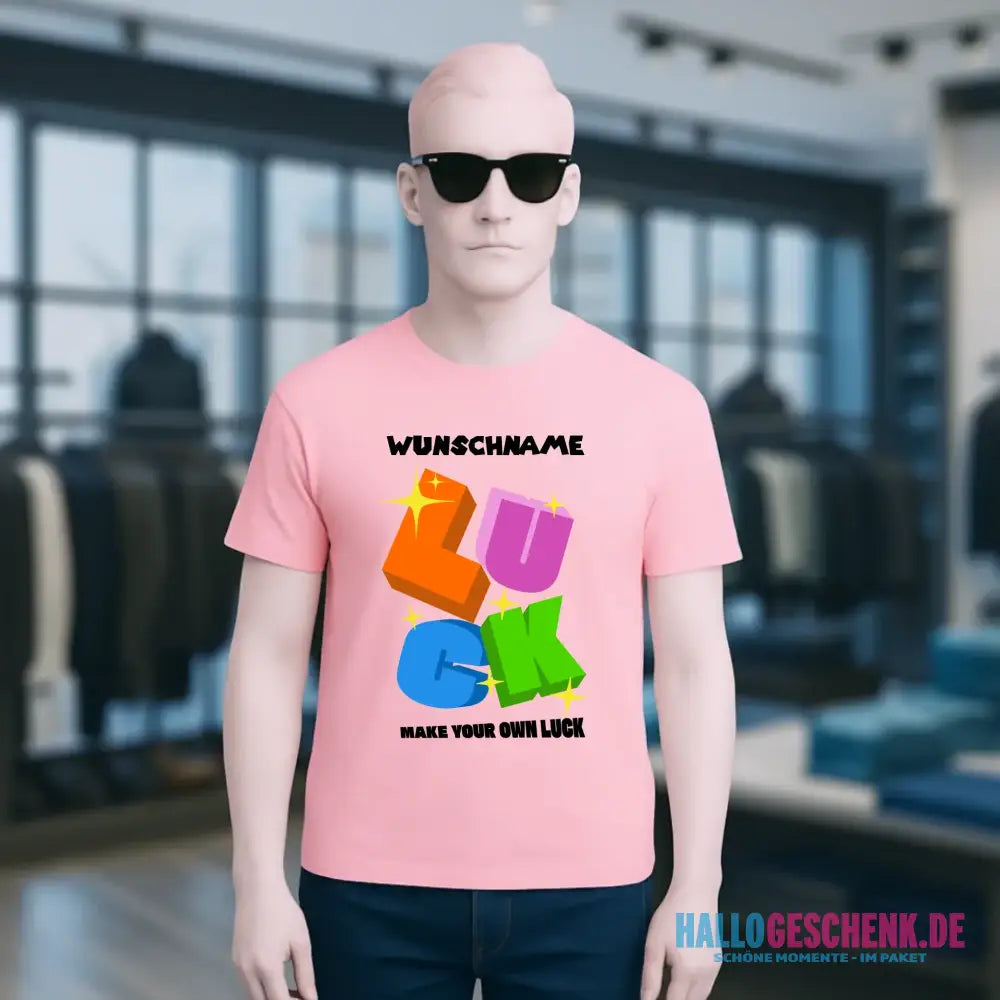 Luck + dein Name • Unisex Premium T-Shirt XS-5XL aus Bio-Baumwolle für Damen & Herren • Exklusivdesign • personalisiert