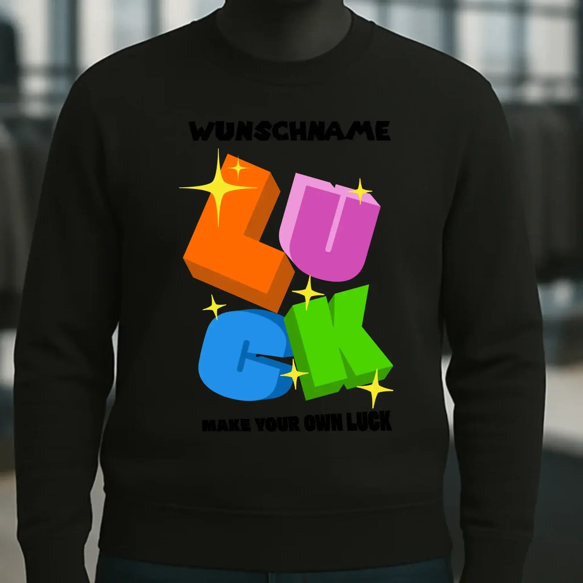Luck + dein Name • Unisex Sweatshirt Bio-Baumwolle in 4 Farben XS-3XL • personalisiert