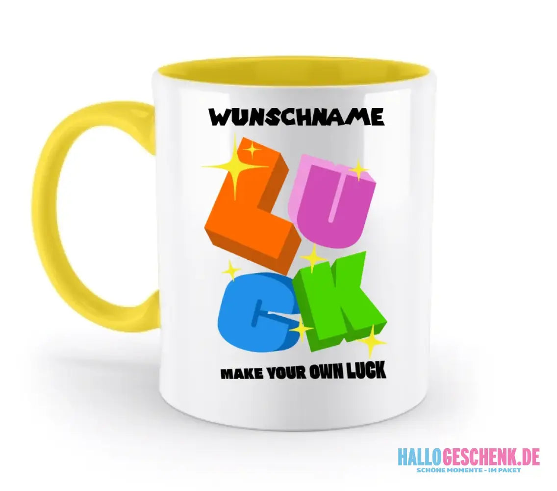 Luck + dein Name • zweifarbige Tasse spülmaschinengeeignet • Exklusivdesign • personalisiert