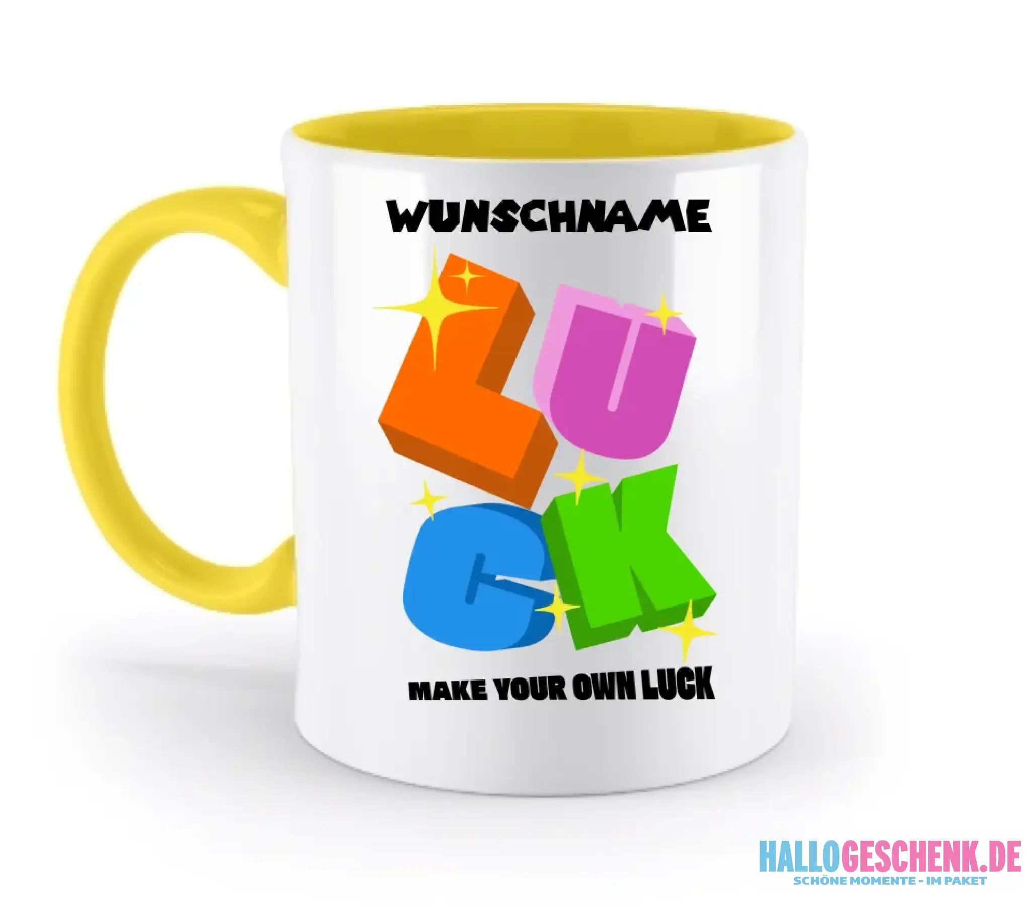 Luck + dein Name • zweifarbige Tasse spülmaschinengeeignet • Exklusivdesign • personalisiert