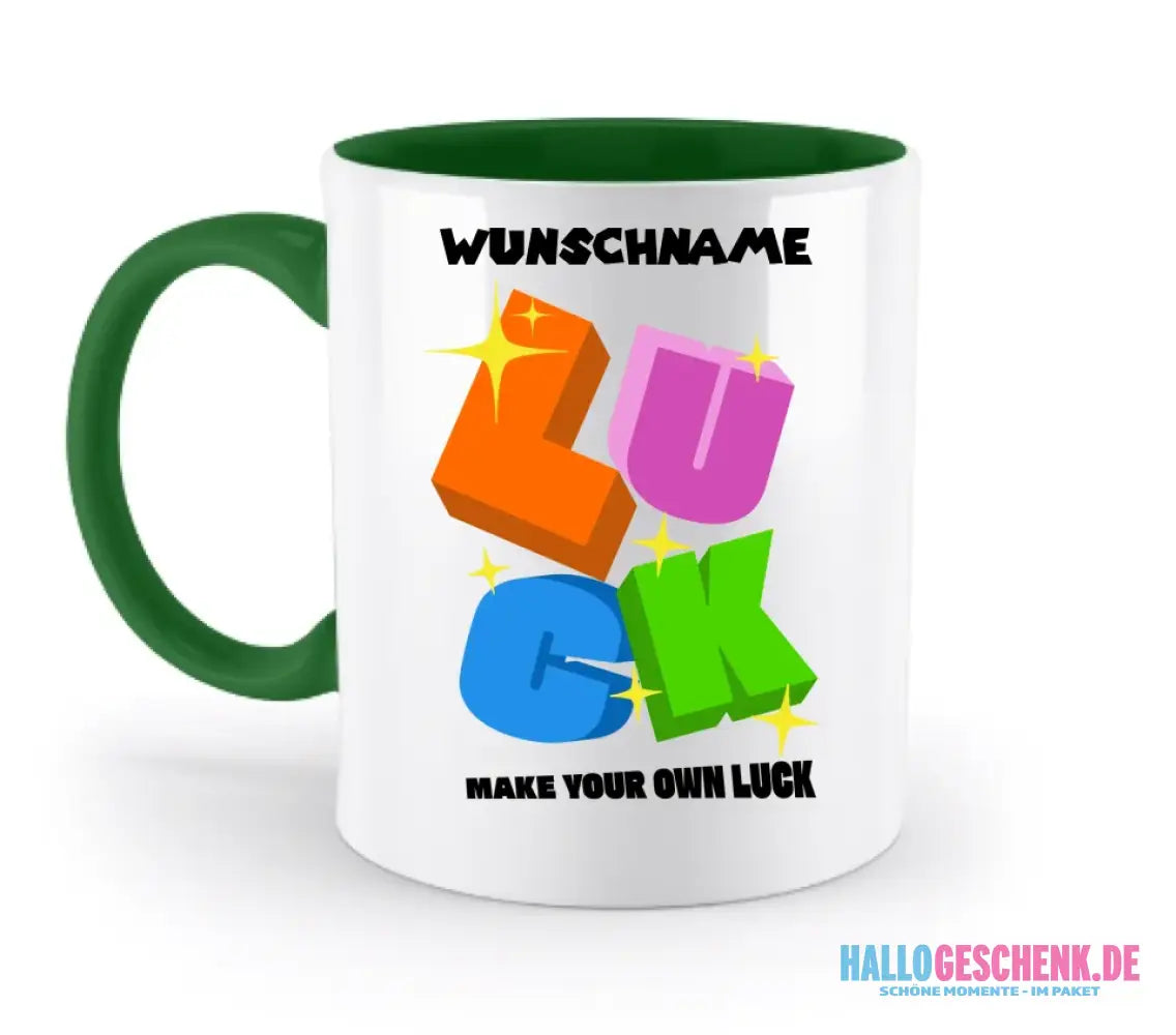 Luck + dein Name • zweifarbige Tasse spülmaschinengeeignet • Exklusivdesign • personalisiert