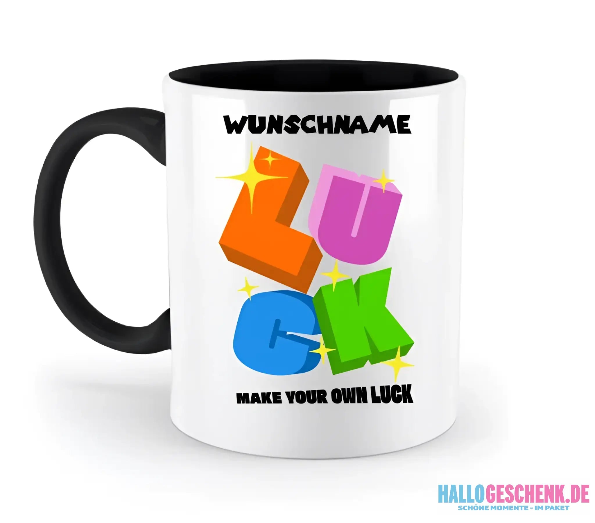 Luck + dein Name • zweifarbige Tasse spülmaschinengeeignet • Exklusivdesign • personalisiert