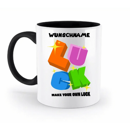 Luck + dein Name • zweifarbige Tasse spülmaschinengeeignet • Exklusivdesign • personalisiert