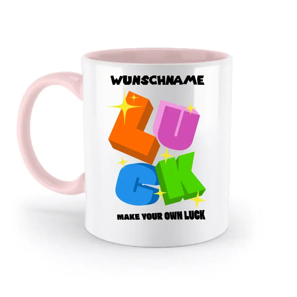 Luck + dein Name • zweifarbige Tasse spülmaschinengeeignet • Exklusivdesign • personalisiert