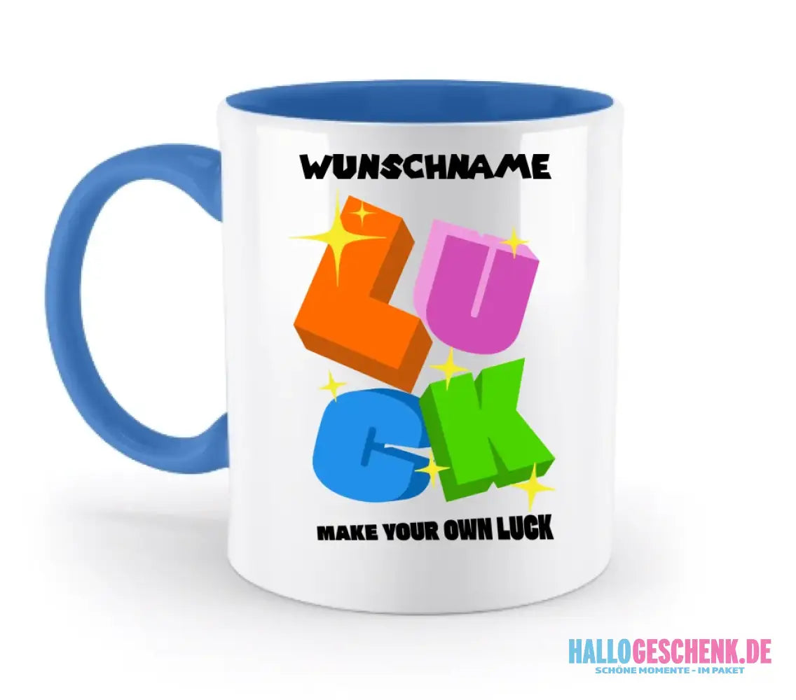 Luck + dein Name • zweifarbige Tasse spülmaschinengeeignet • Exklusivdesign • personalisiert