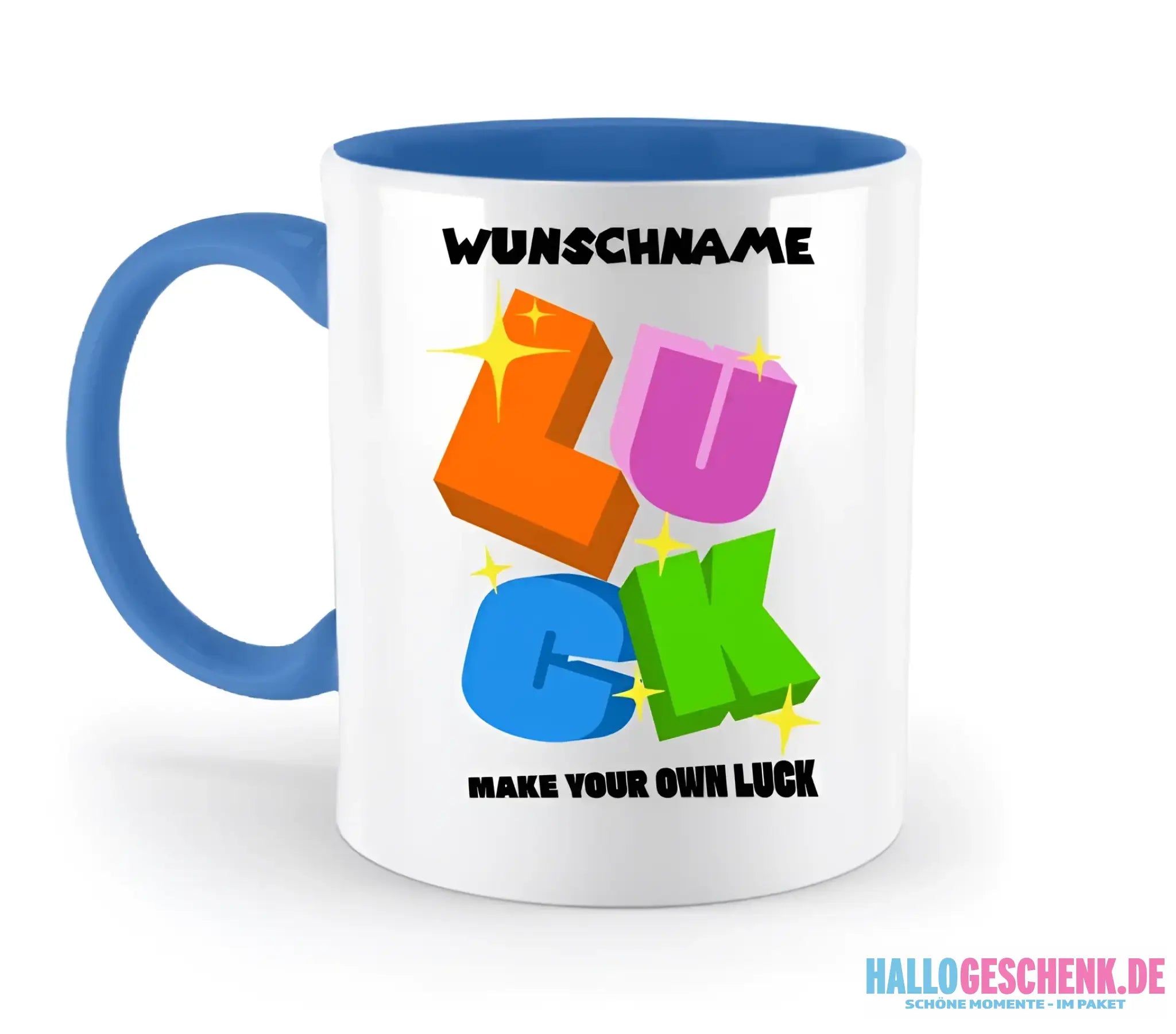 Luck + dein Name • zweifarbige Tasse spülmaschinengeeignet • Exklusivdesign • personalisiert
